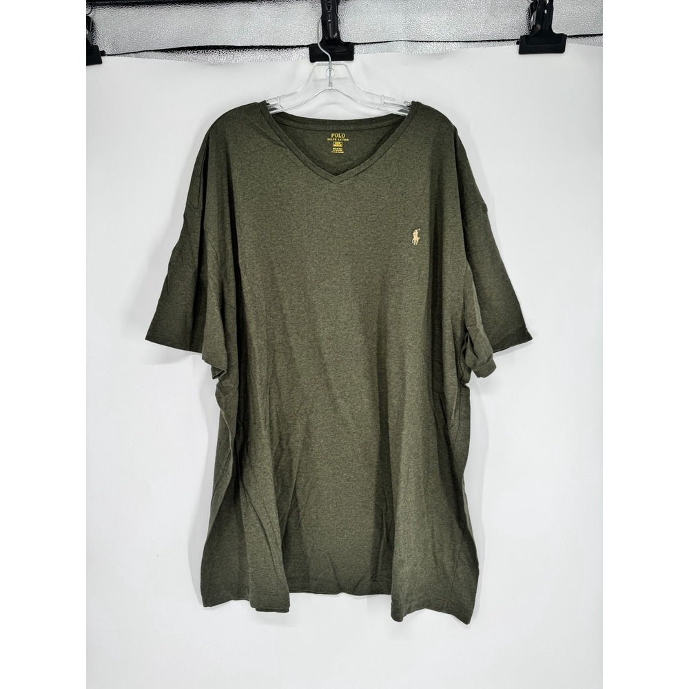 Polo Ralph Lauren T Shirt 3XL Big 3XB Olive Moss Pony Logo Short Sleeve V Neck